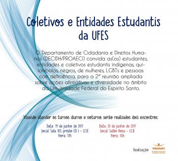 Convite para reunião com Coletivos e Estudantes da UFES